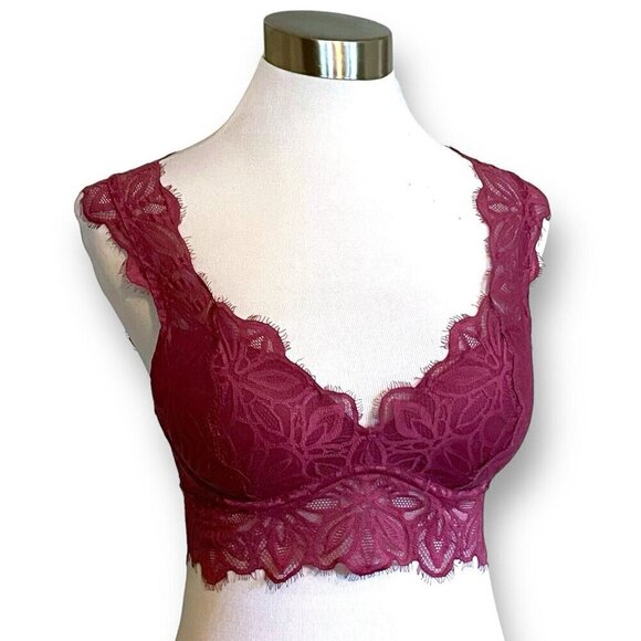 Victorias Secret XS Bralette Plum Lace Date Night Push Up Underwire Bra Padded - Picture 2 of 8